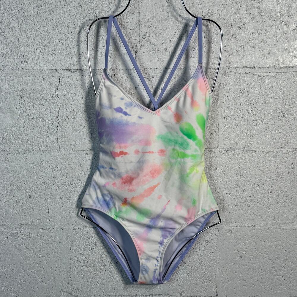 Salt + Cove Juniors' Night Lights Lace-Back One-Piece Swimsuit, medium